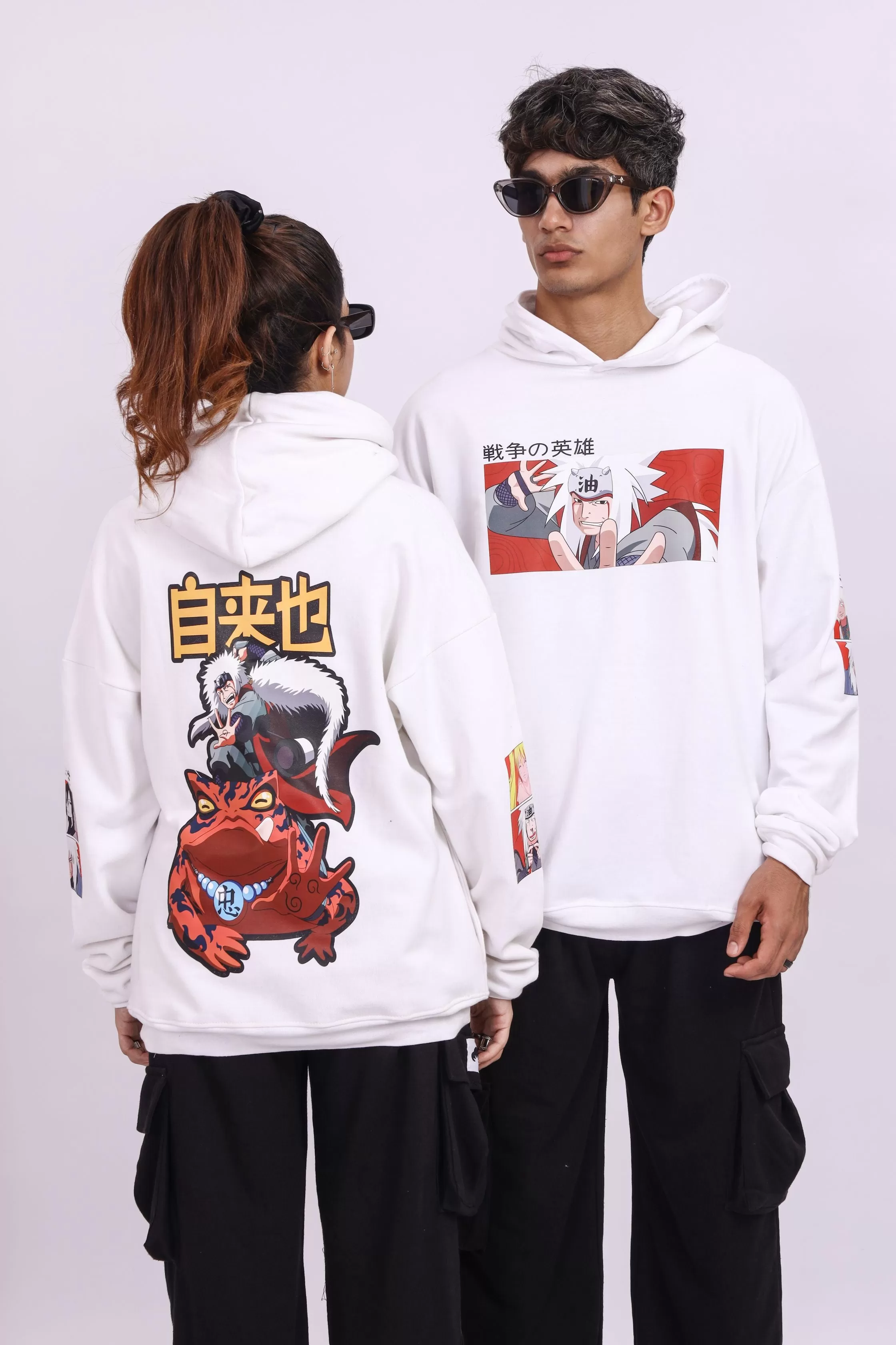 JIRAIYA White Oversized Hoodie