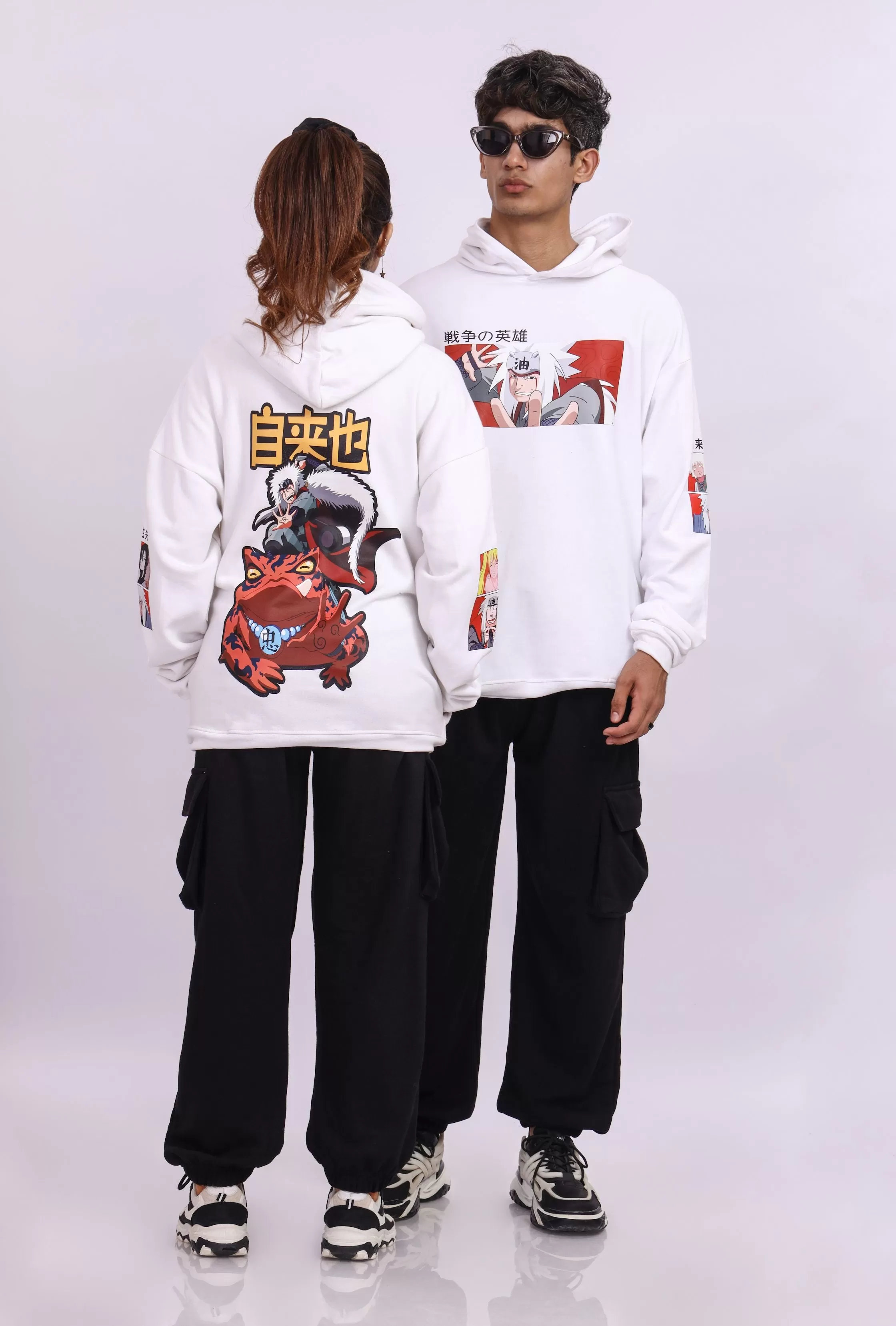 JIRAIYA White Oversized Hoodie