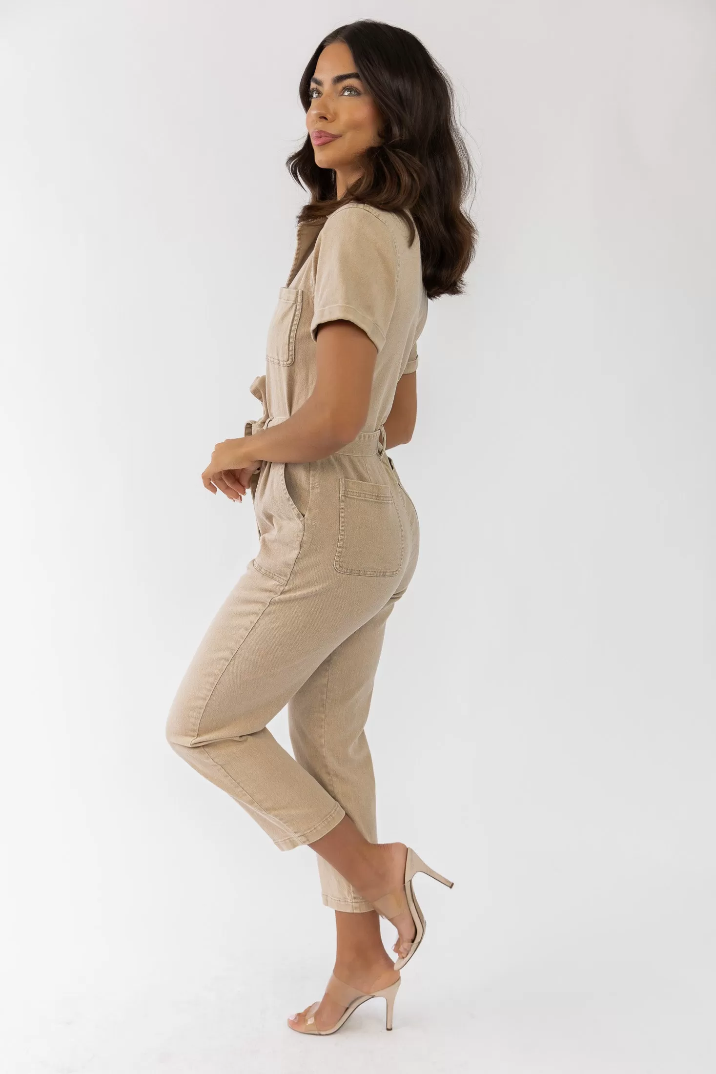 Kendall Khaki Washed Jumpsuit