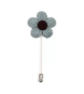 Knitted Daisy Teal Lapel Pin