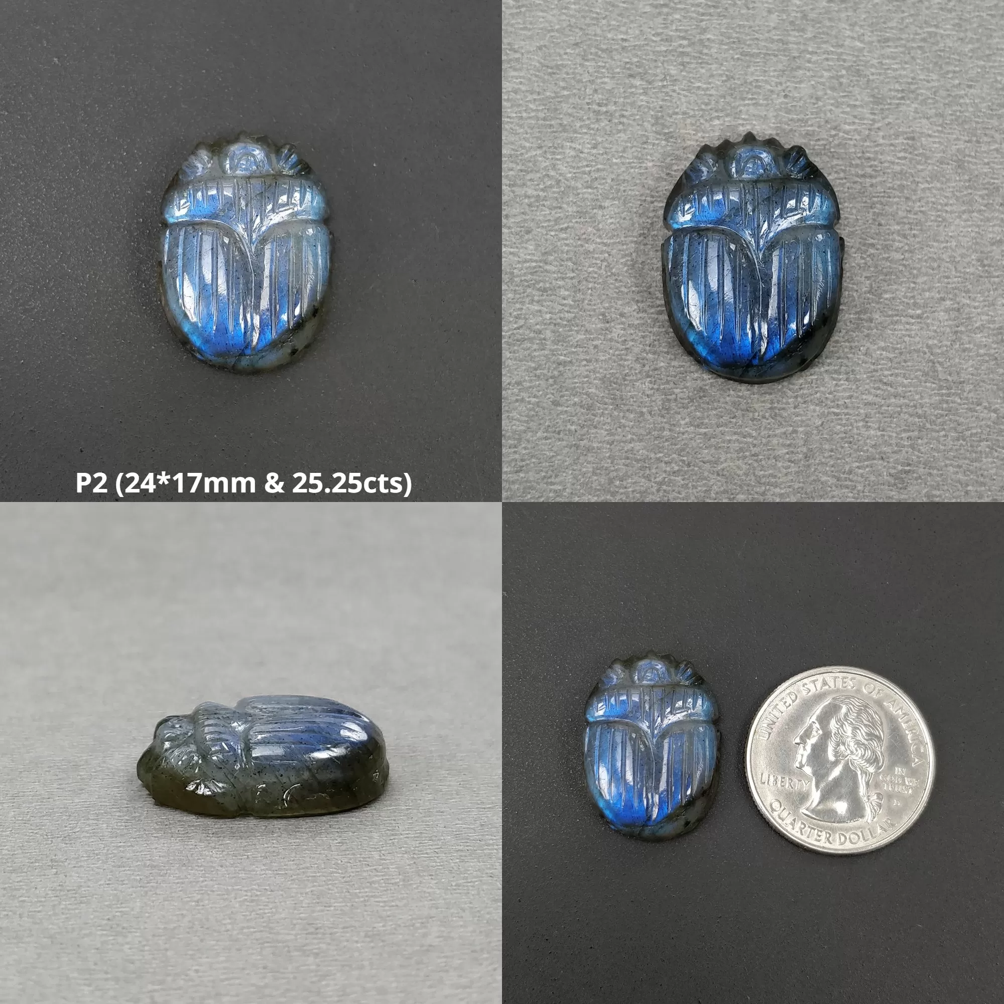 LABRADORITE Gemstone Carving : Natural Untreated Unheated Labradorite Hand Carved Scarabs