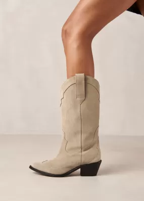 Liberty Suede Beige Leather Boots