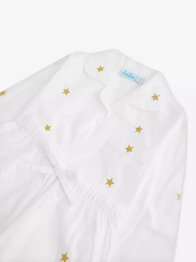 Limited Edition White Cotton Pyjamas with Gold Stars