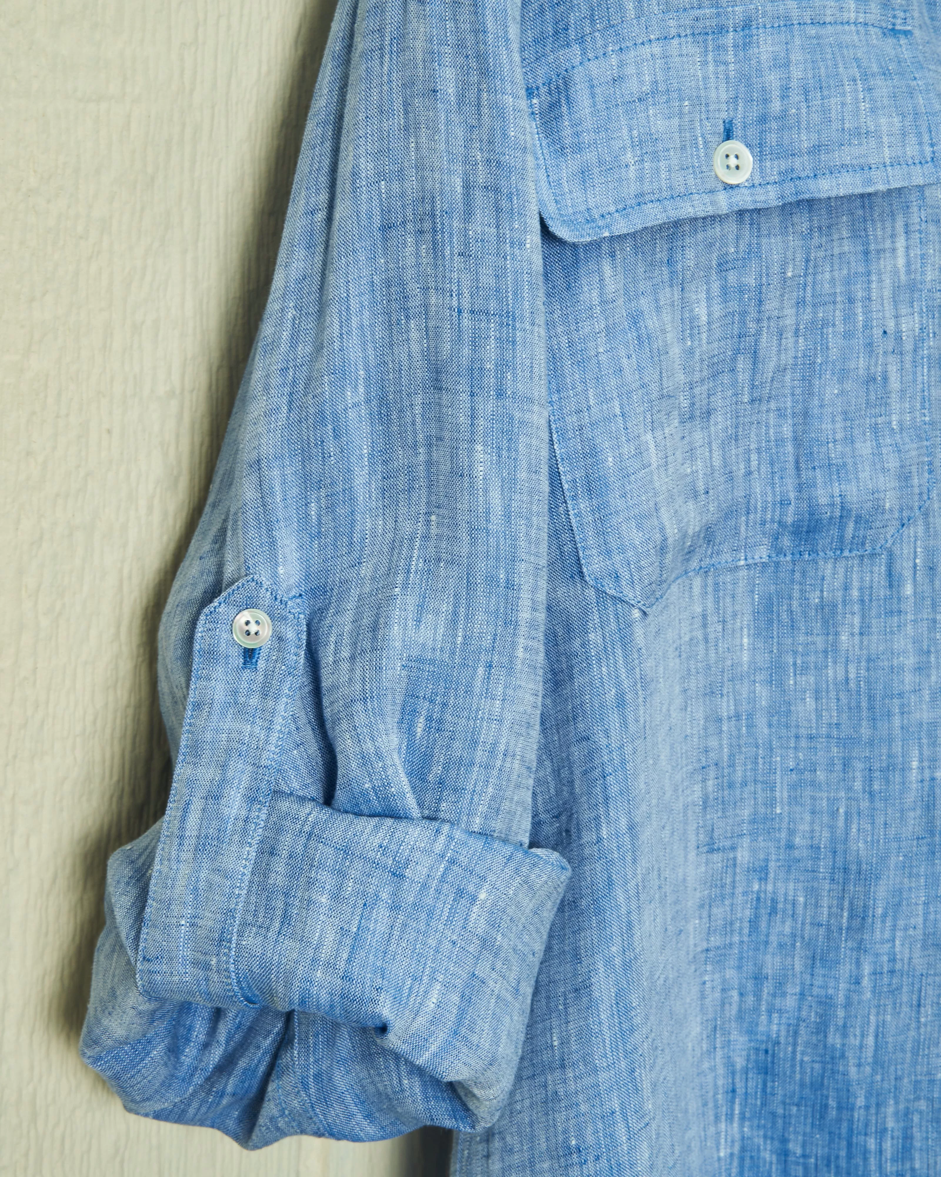 Linen Utility Shirt in Chambray