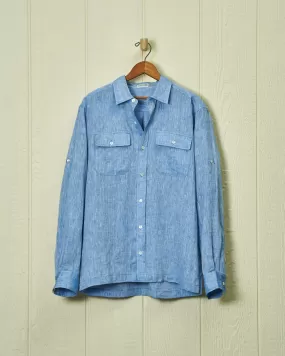 Linen Utility Shirt in Chambray