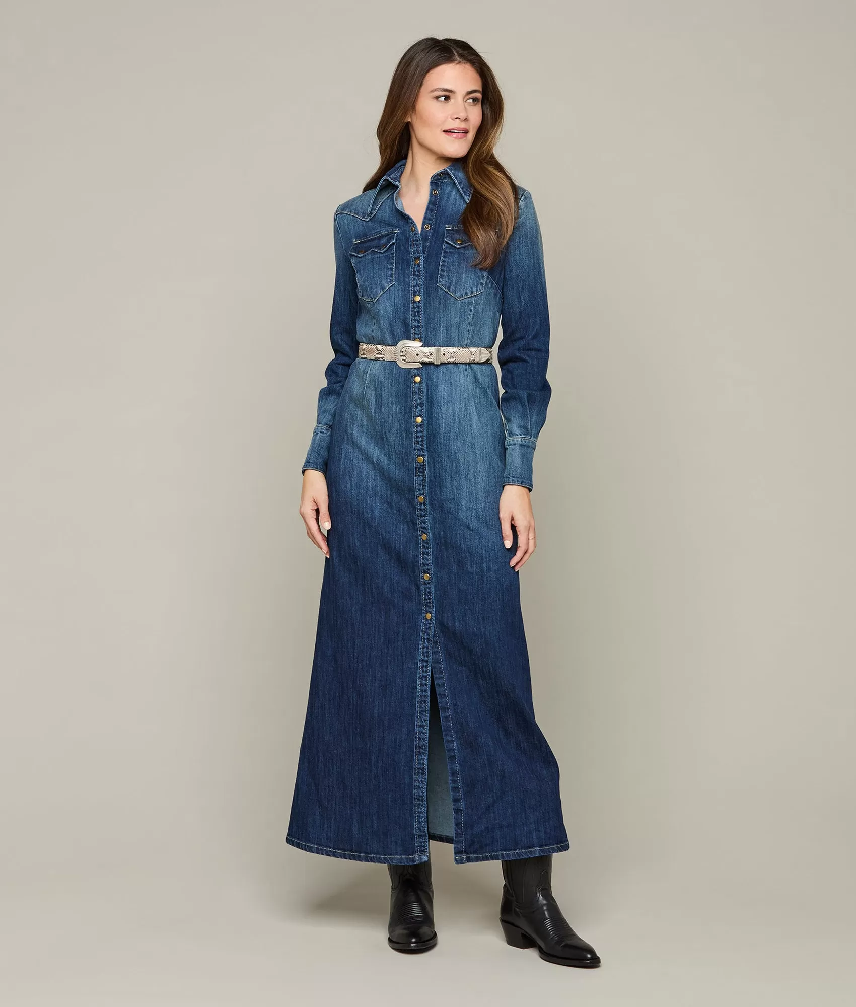 Long Denim Duster :: Medium Wash Denim