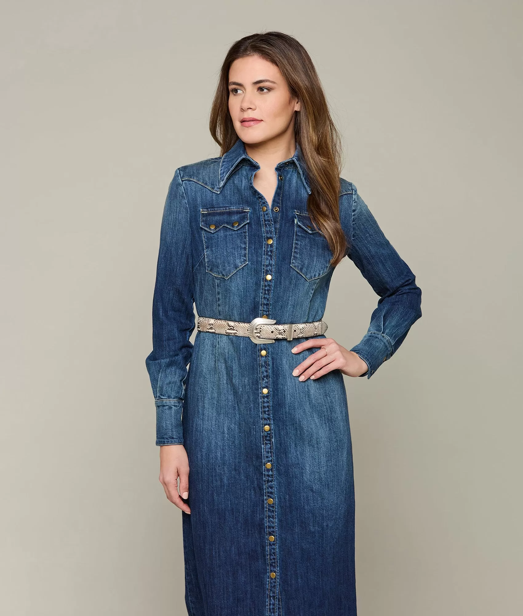 Long Denim Duster :: Medium Wash Denim