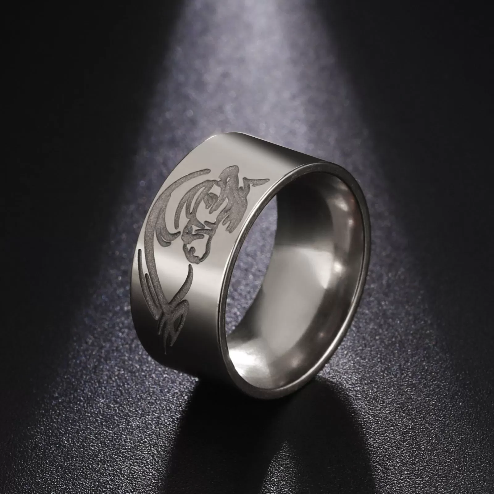 Luxurious Horse Laser Engraved Rings