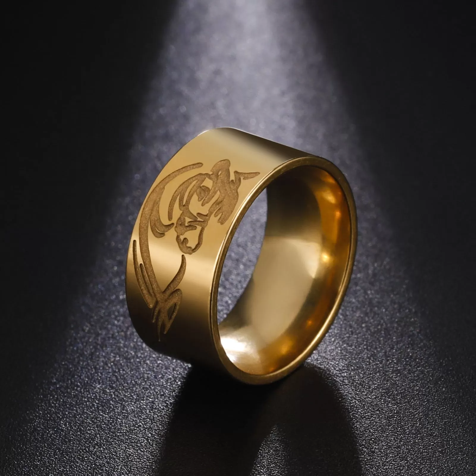 Luxurious Horse Laser Engraved Rings