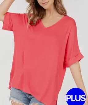 Maddie V Neck Boxy Top (Extended Size)