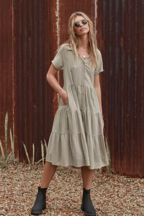 MARLOW LINEN DRESS - SAGE