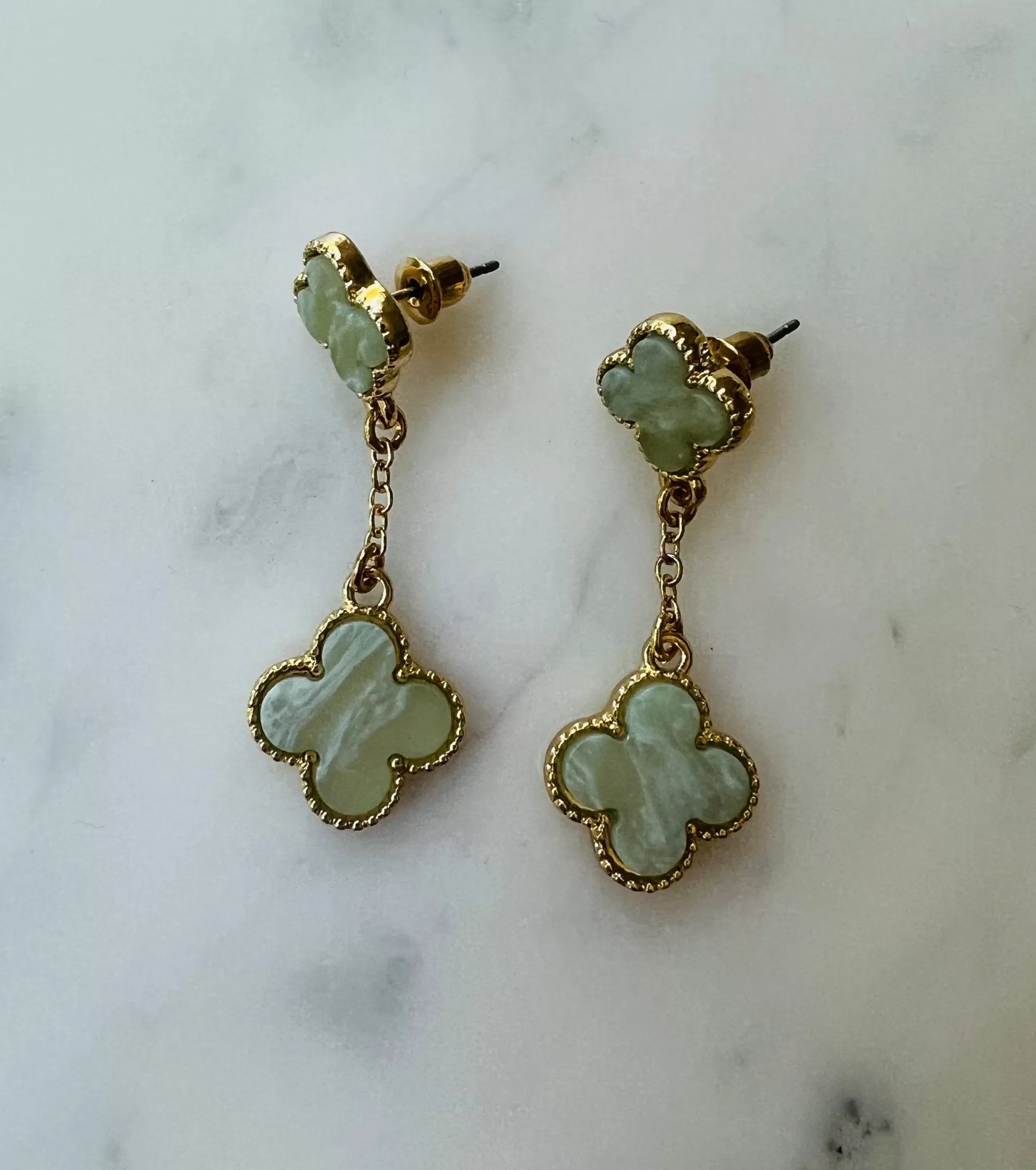 Medium Flower gold drop earrings