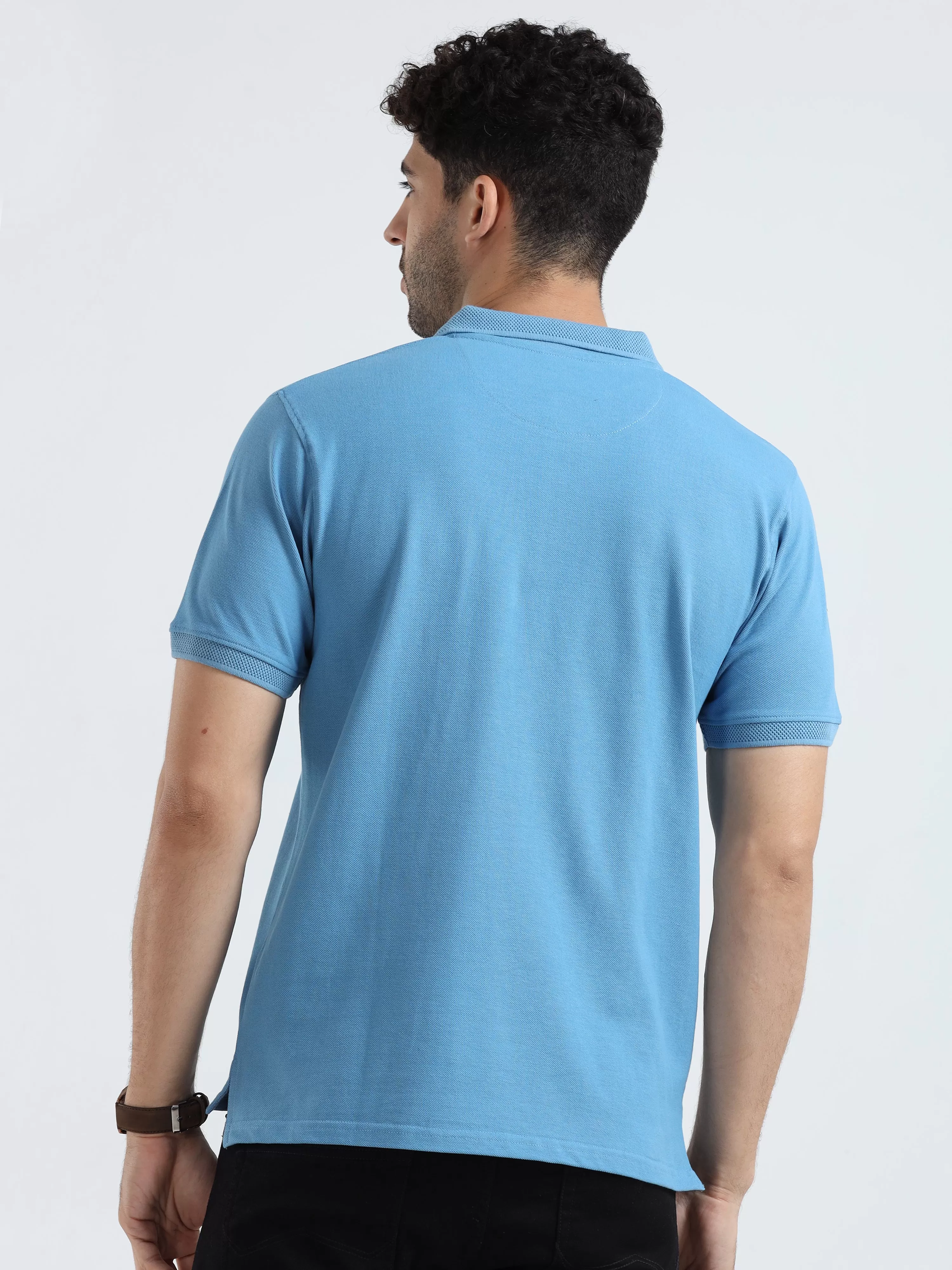 MEN'S BLUE SOLID SLIM FIT T SHIRT