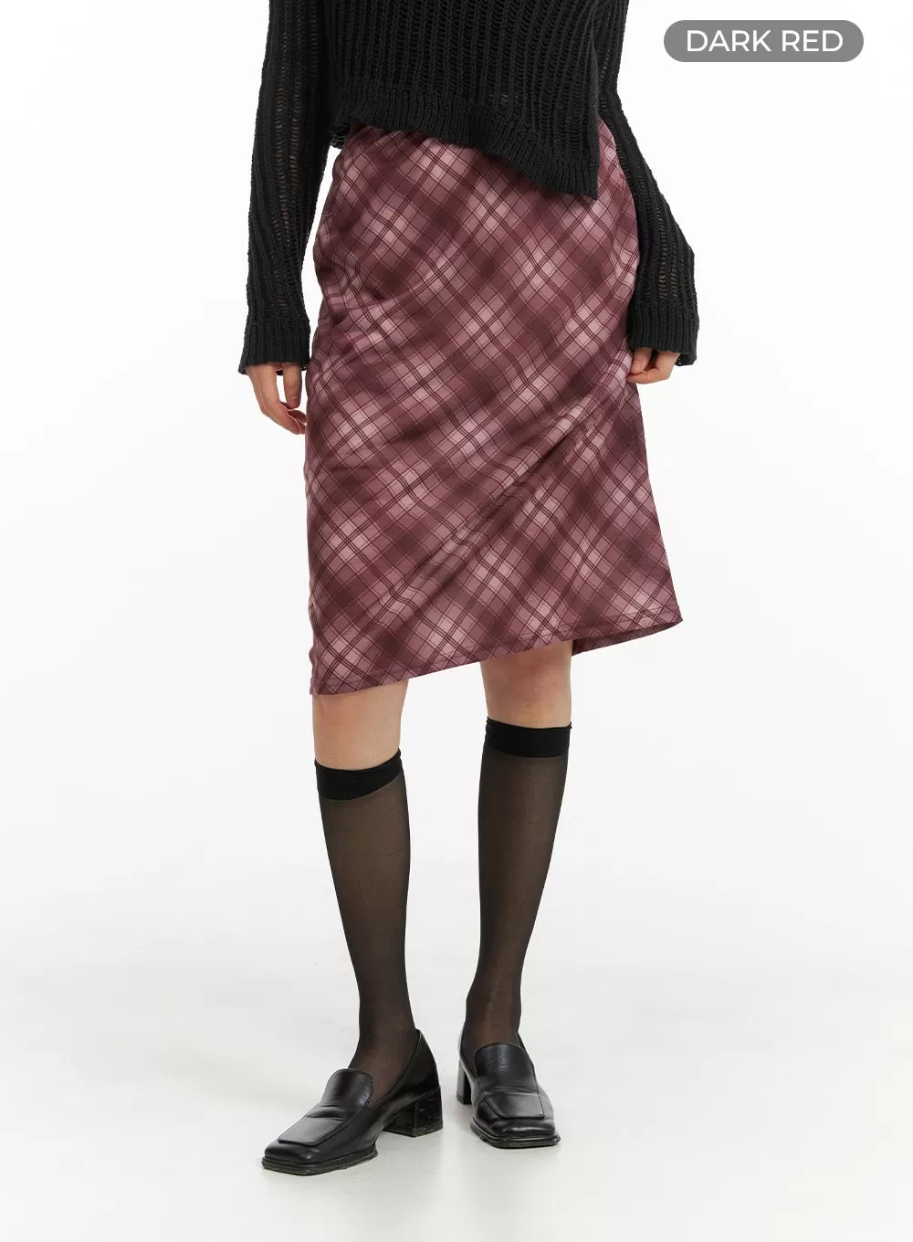 Middle Waist Checkered Midi Skirt CM413