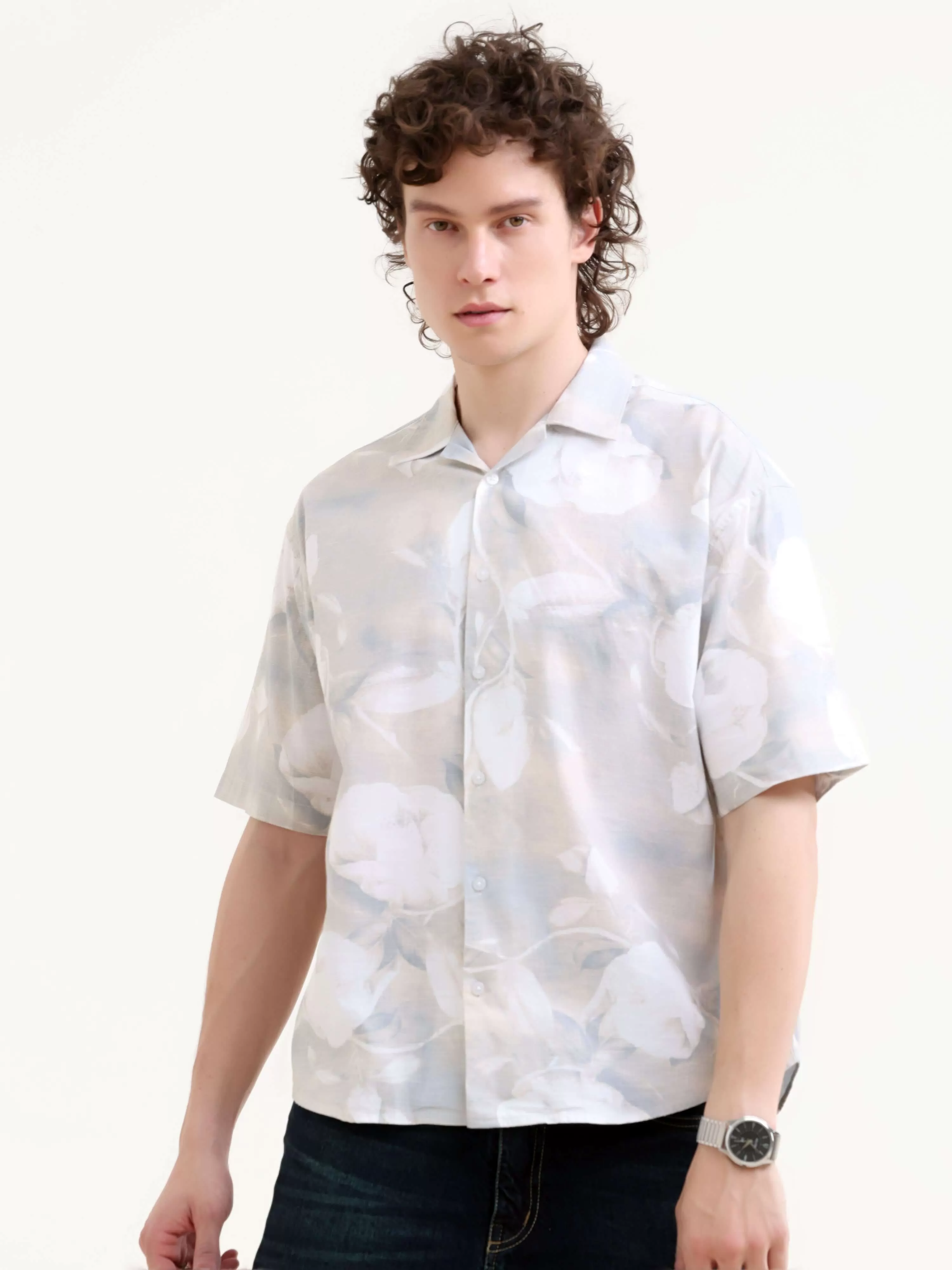 Mirajo tropical paradise printed oversized shirt