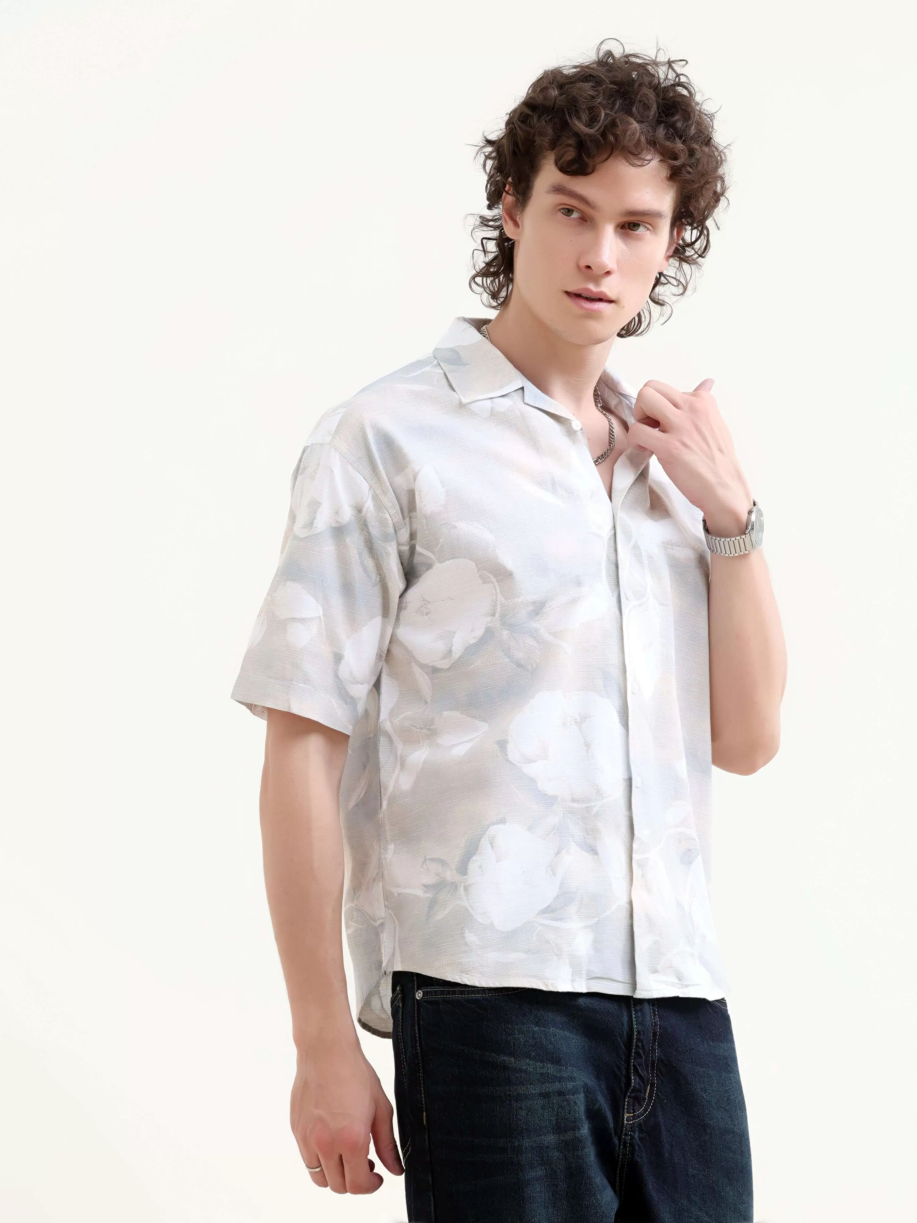 Mirajo tropical paradise printed oversized shirt