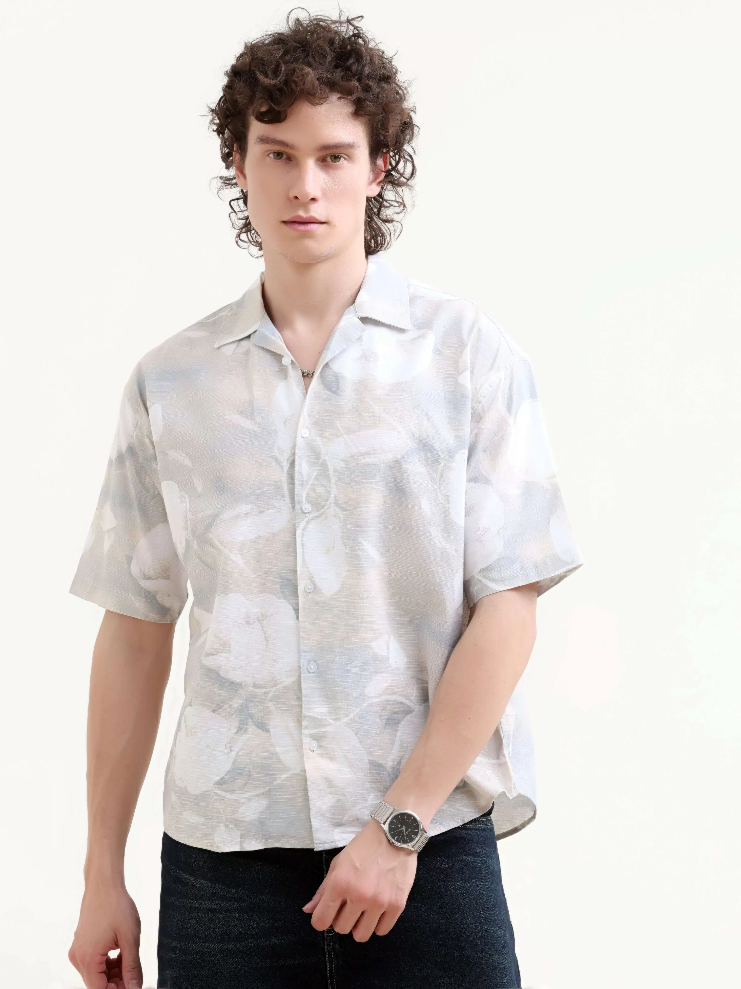 Mirajo tropical paradise printed oversized shirt