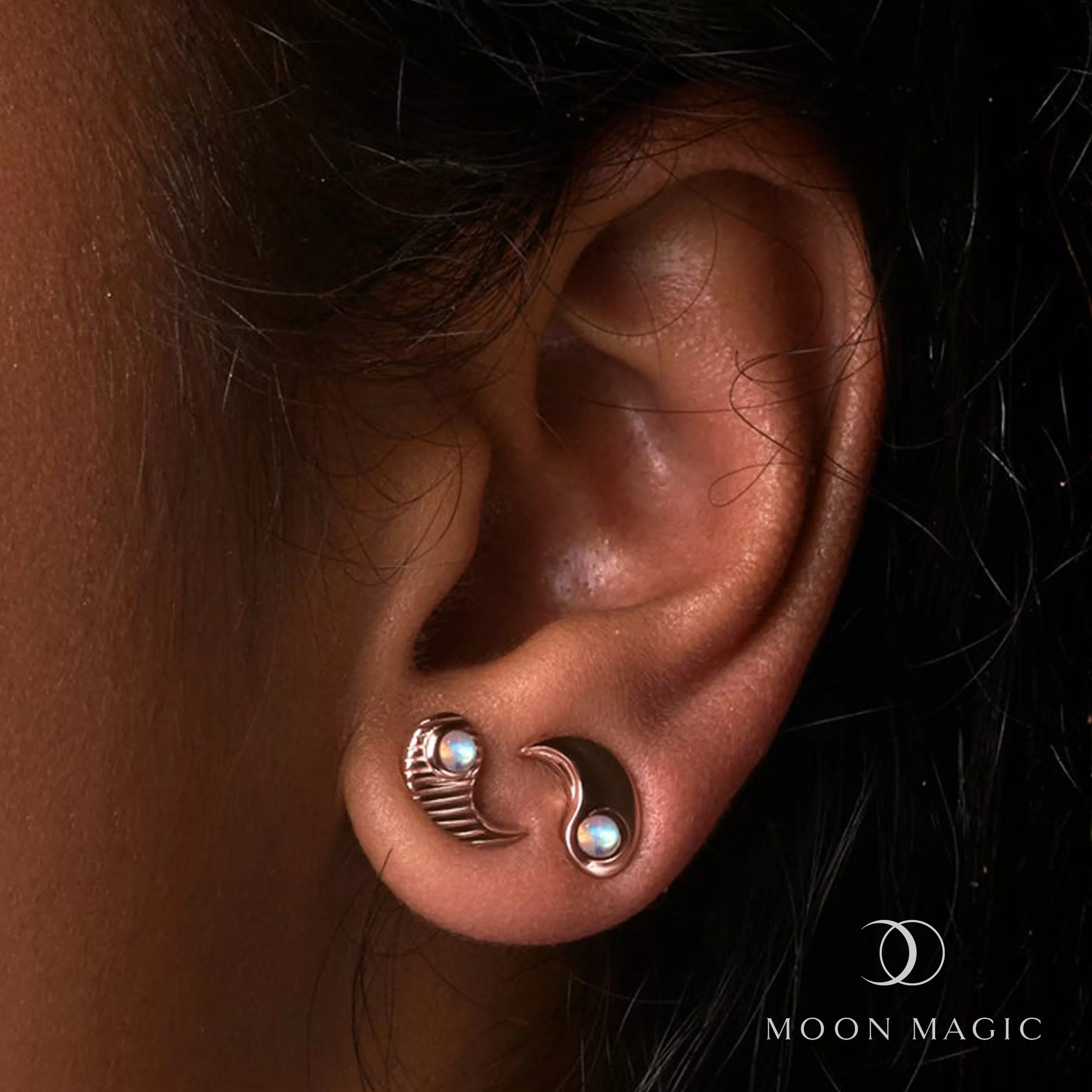 Moonstone Earrings - Yin Yang Studs