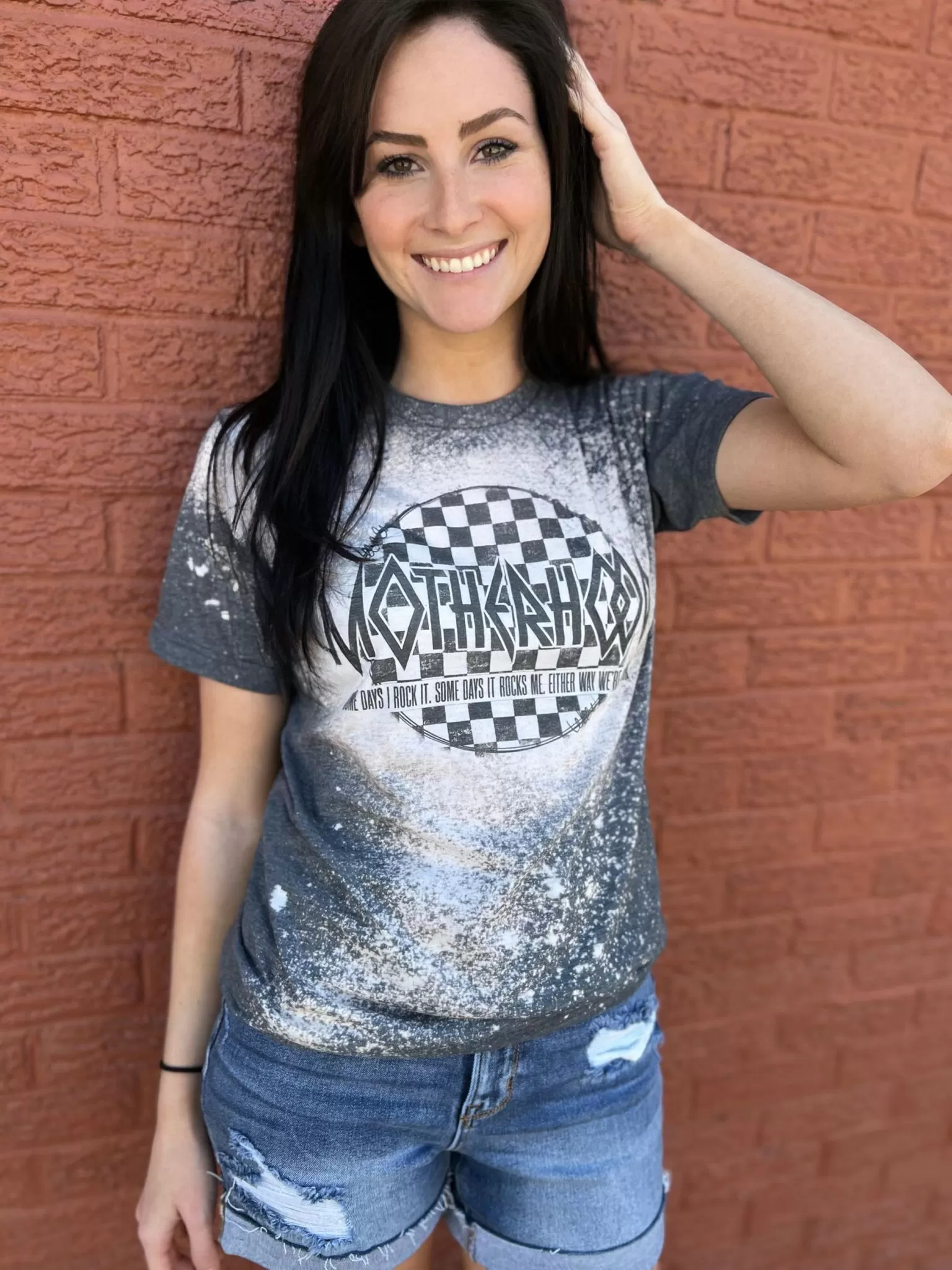 Motherhood Checkered Bleach Tee