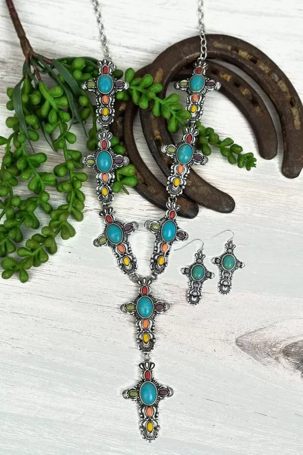 MULTI-COLOR WYNETTA NECKLACE AND EARRING SET