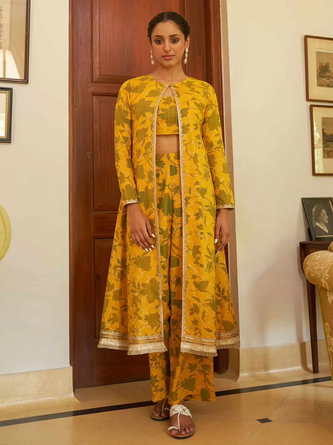 Mustard Cotton Floral Printed Co ord Set