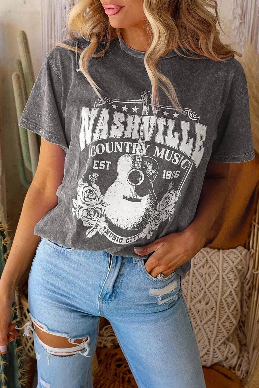 Nashville Music City Graphic Mineral Washed Tee