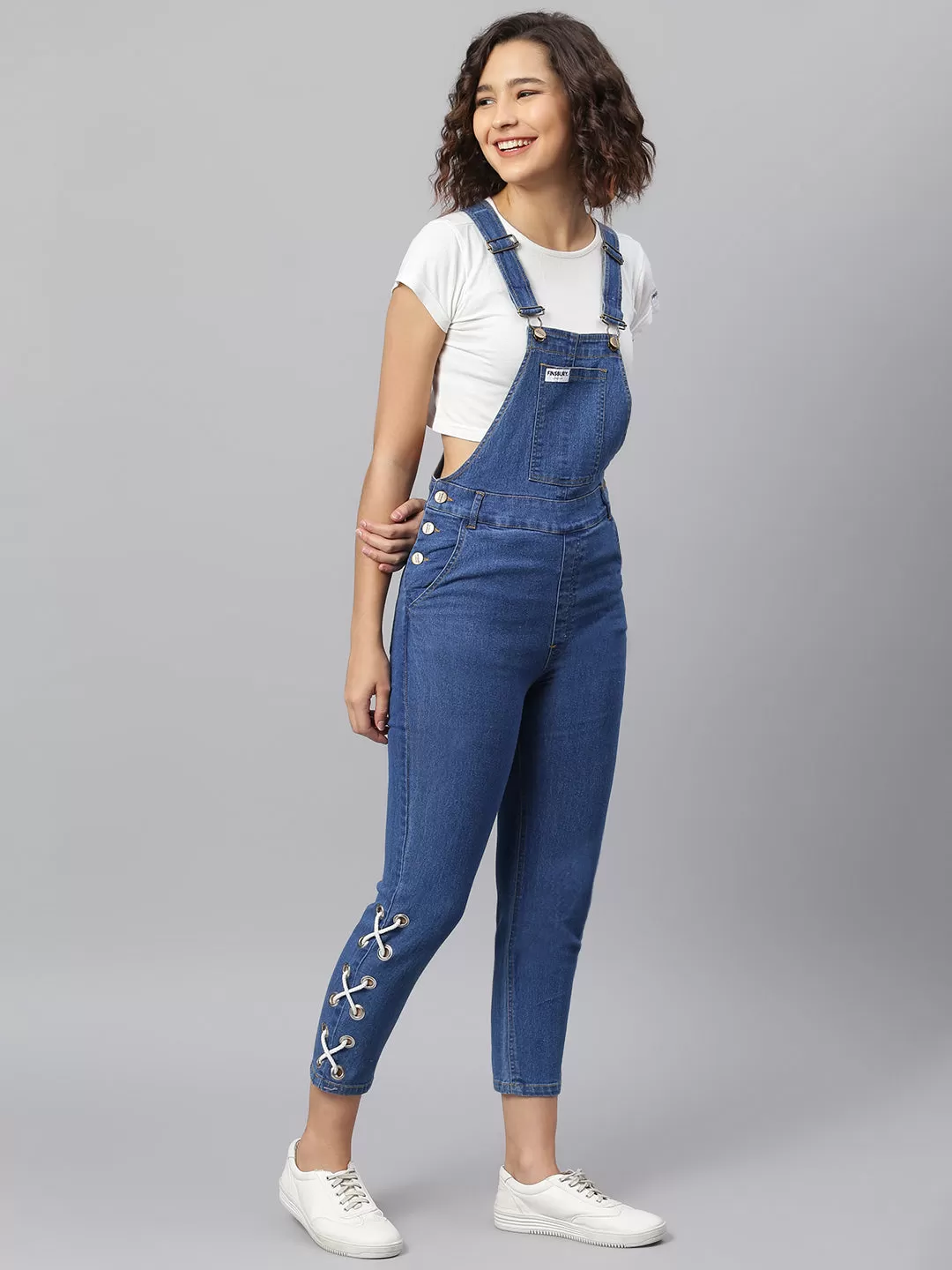 NaughtyDungaree® Womens Denim Dungaree with Bottom Eyelets