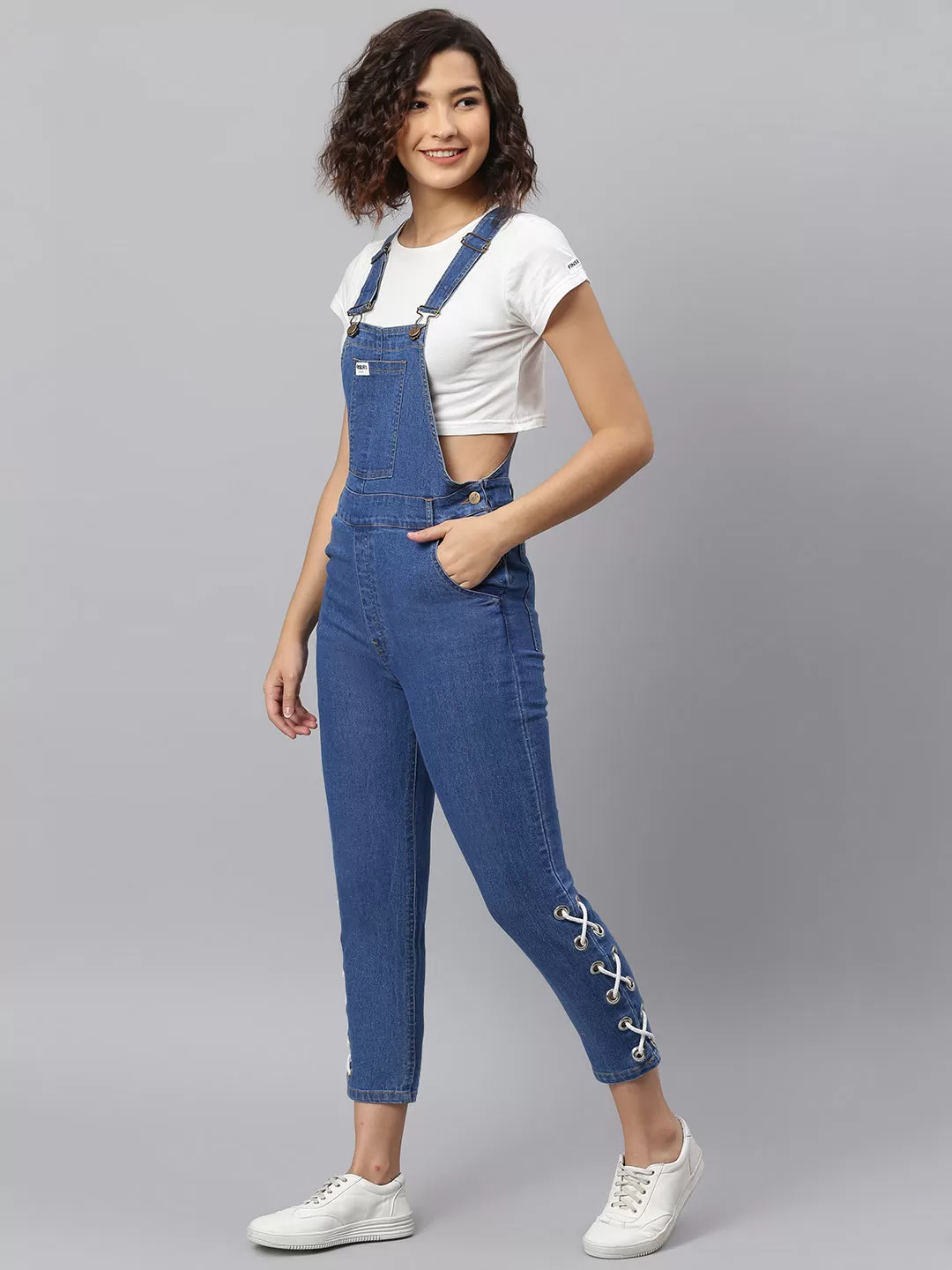 NaughtyDungaree® Womens Denim Dungaree with Bottom Eyelets