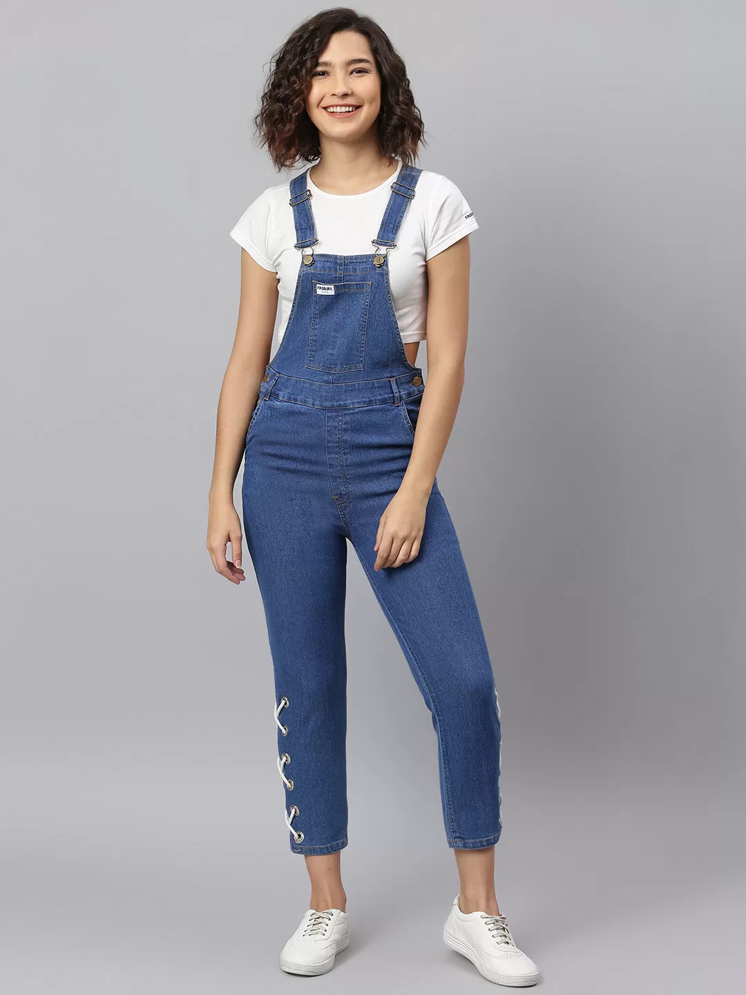 NaughtyDungaree® Womens Denim Dungaree with Bottom Eyelets