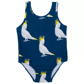 Navy Cockatoo Girls Sleeveless Swimsuit