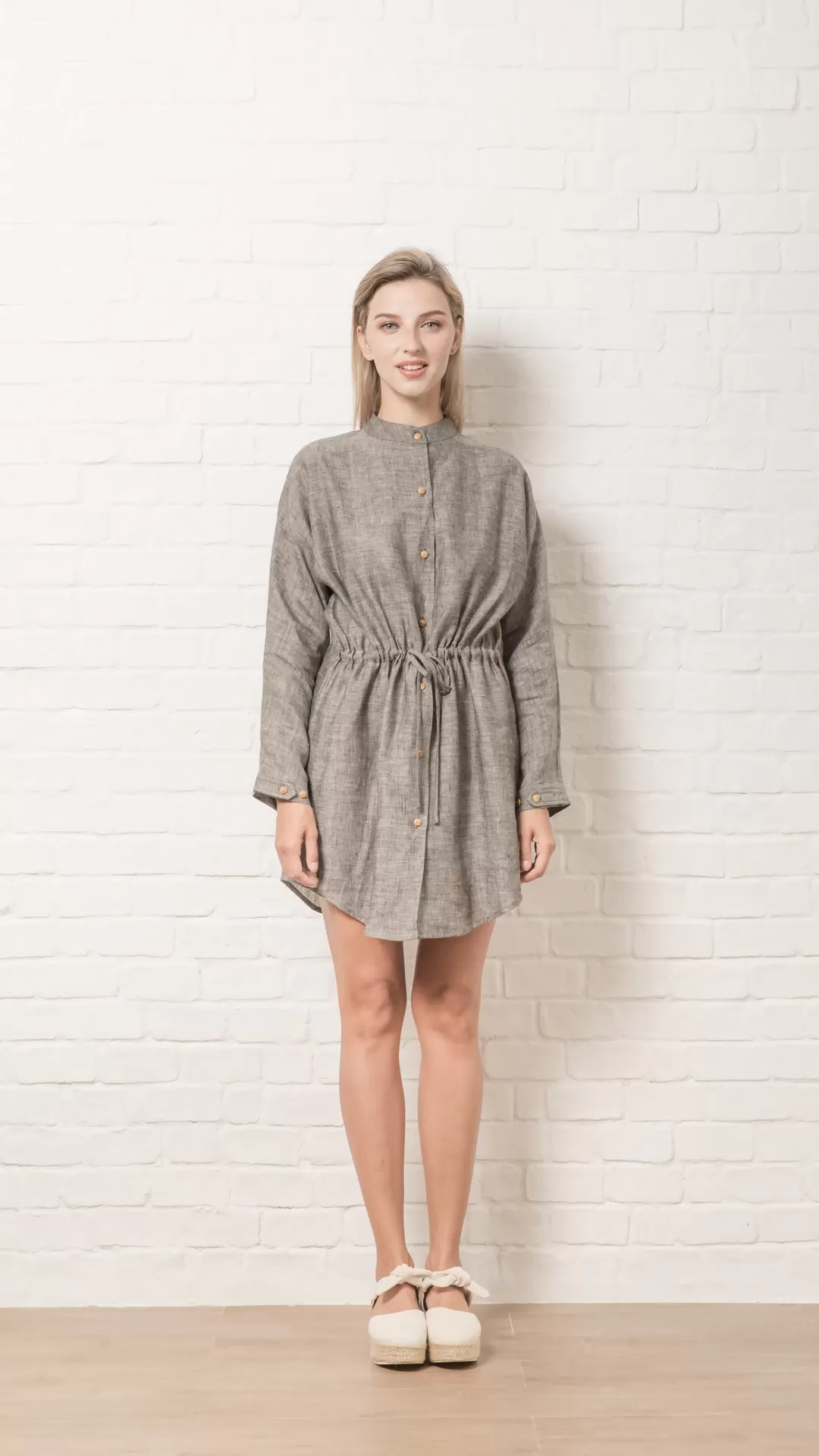 Ocean Breeze Silk-Linen Fish Button Dress