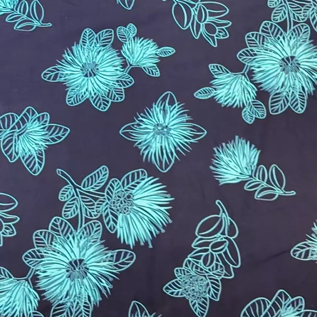 Ohia Flower Print Hawaiian Fabric - Navy