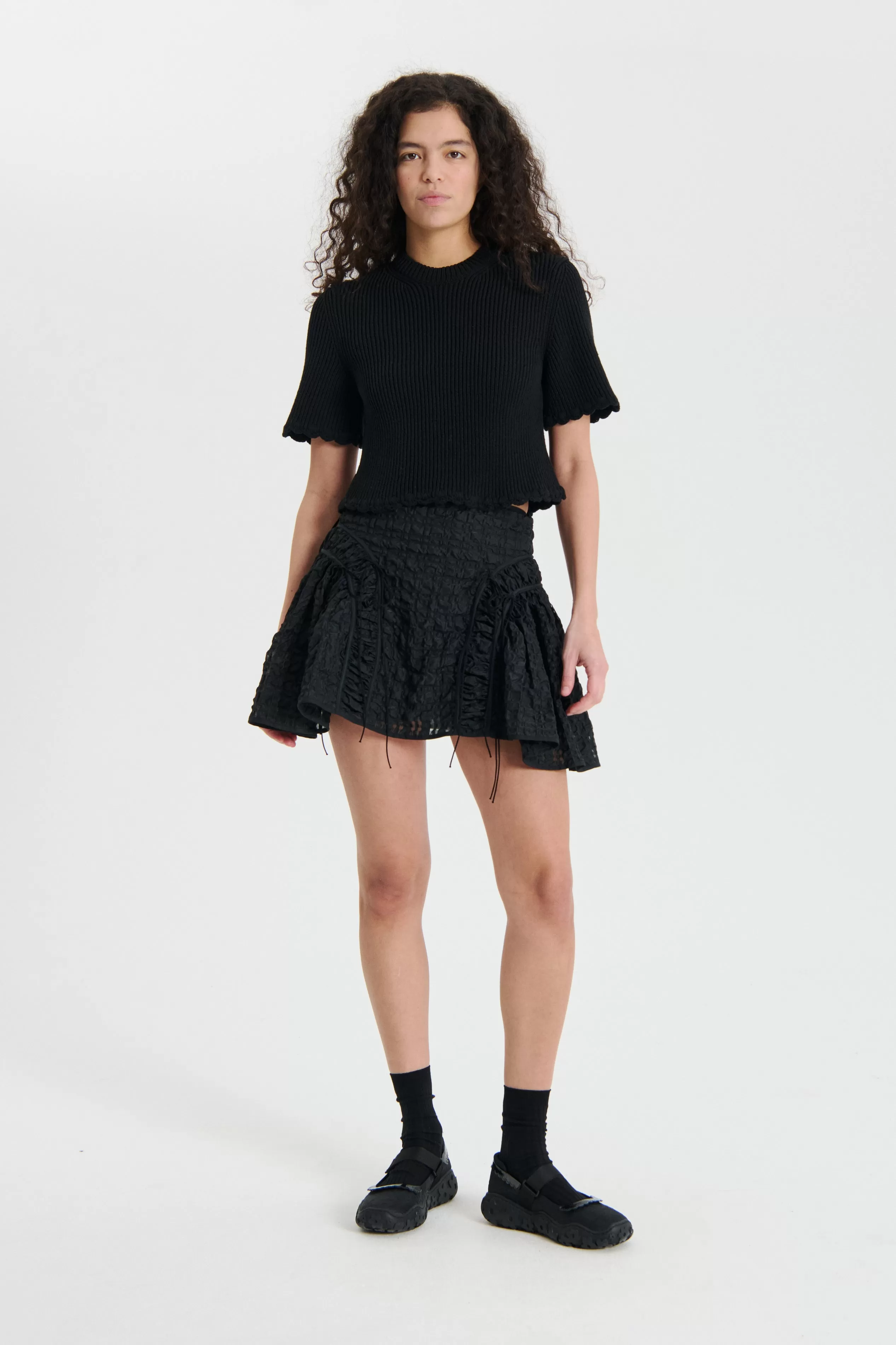 OLILY | T-SHIRT FAUSTINE COTTON KNIT BLACK