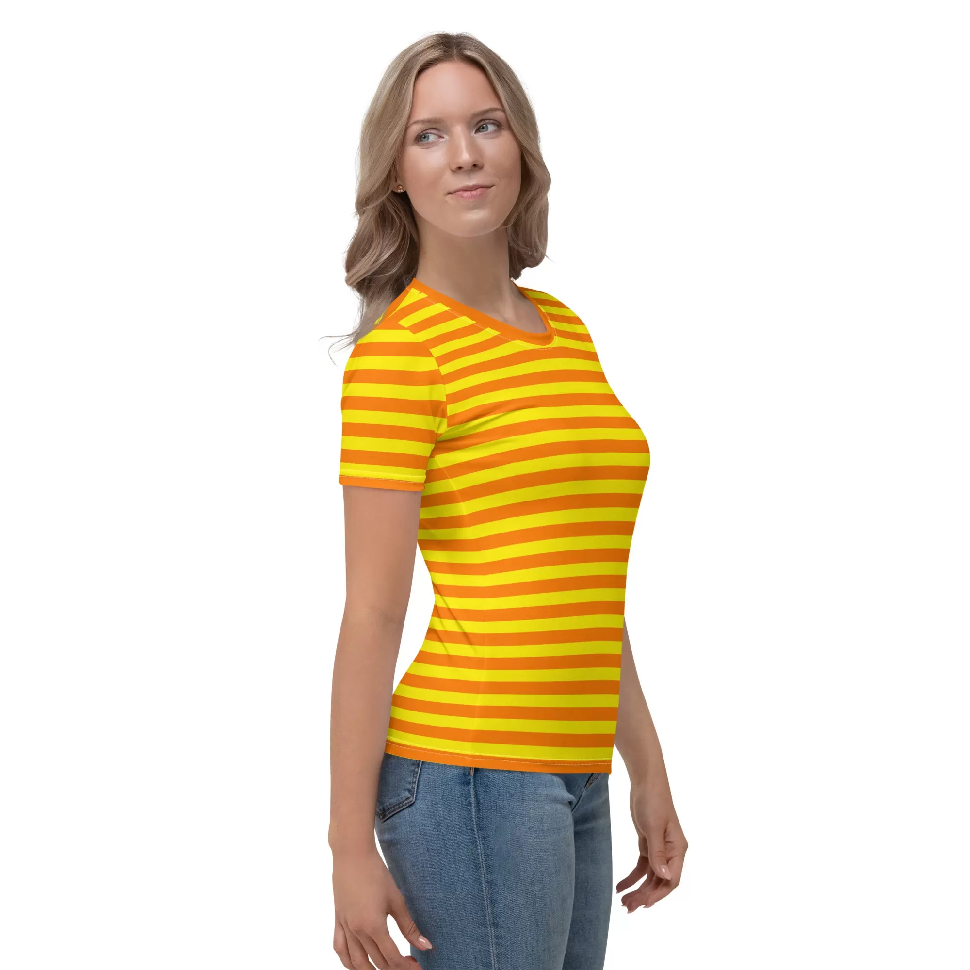 Orange And Yellow Striped T-shirt / Summer T-shirt Women