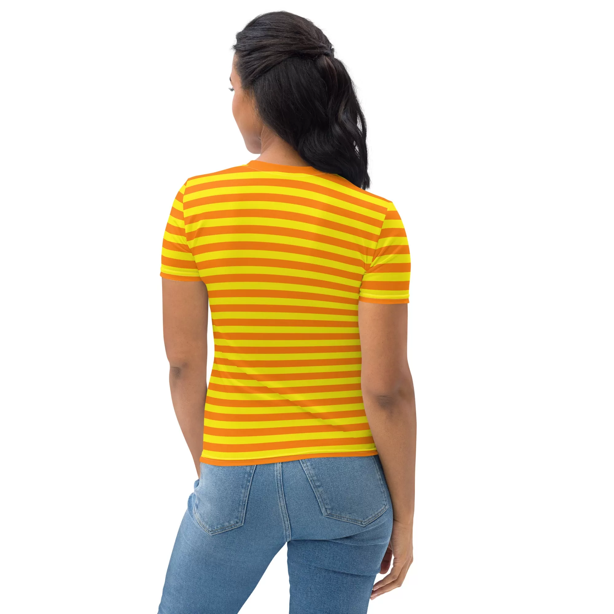 Orange And Yellow Striped T-shirt / Summer T-shirt Women