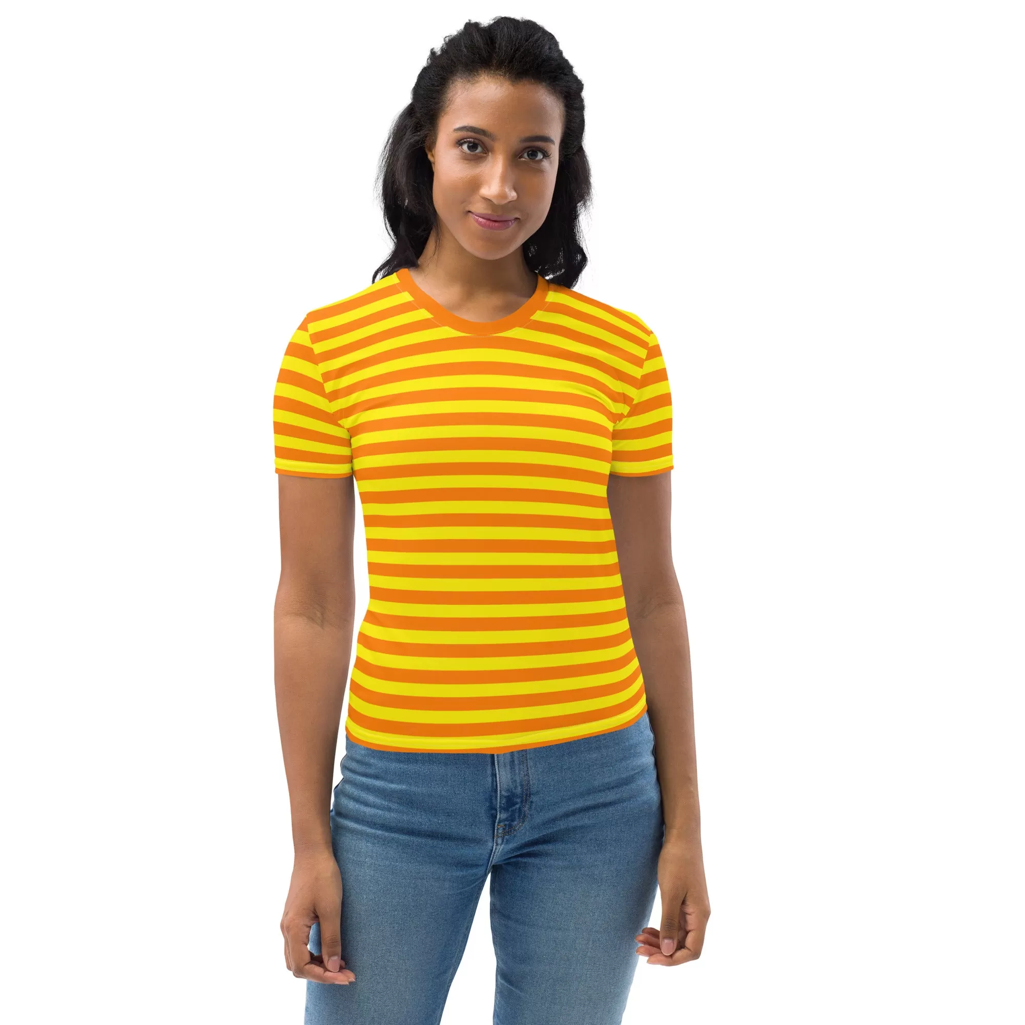 Orange And Yellow Striped T-shirt / Summer T-shirt Women