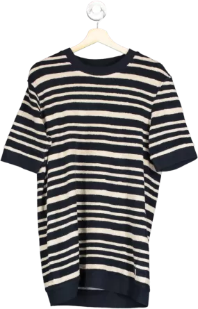 Orlebar Brown Blue Striped Terry Towelling T Shirt UK S