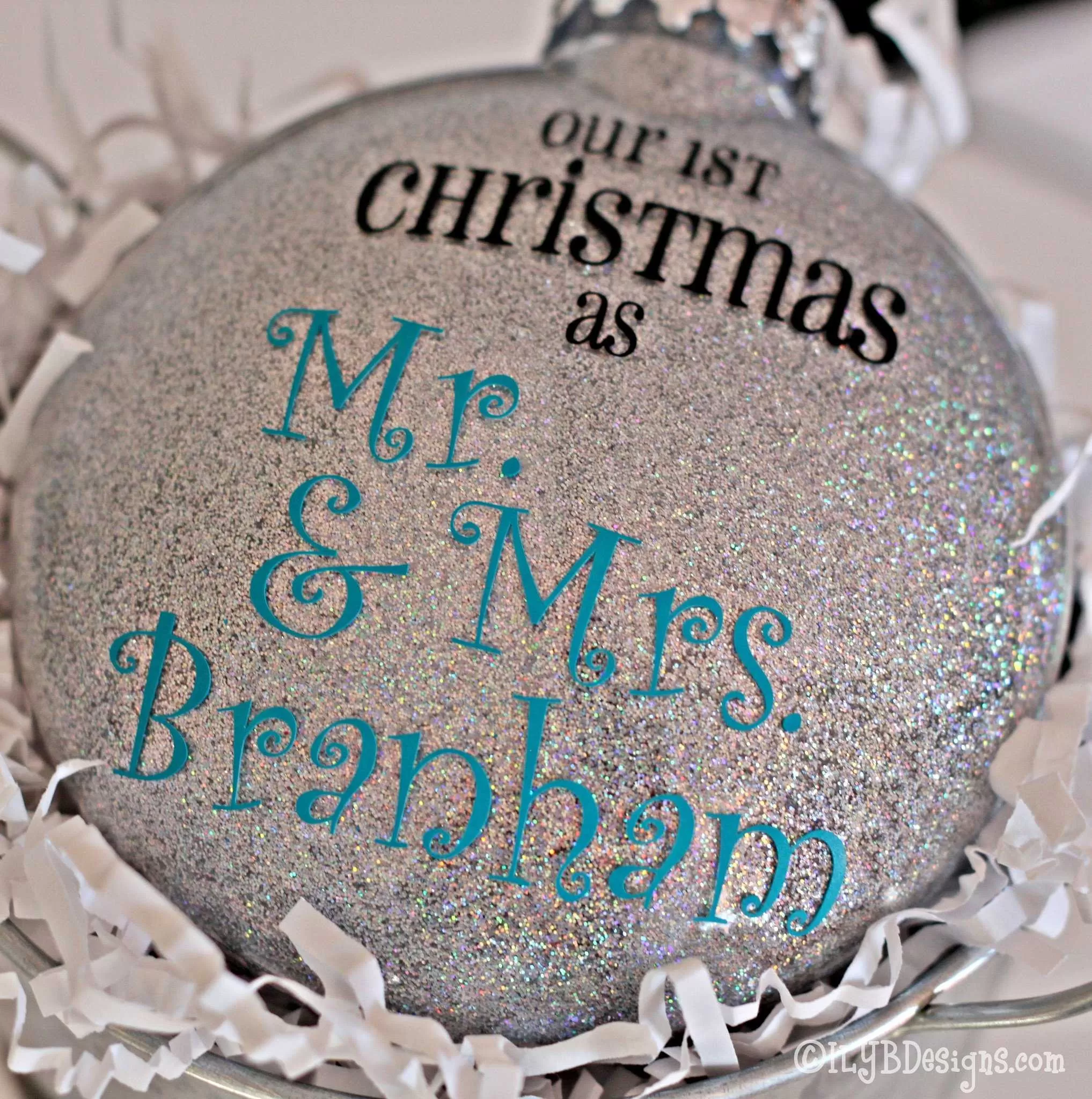 Our First Christmas as Mr. & Mrs. Ornament | Personalized Glitter