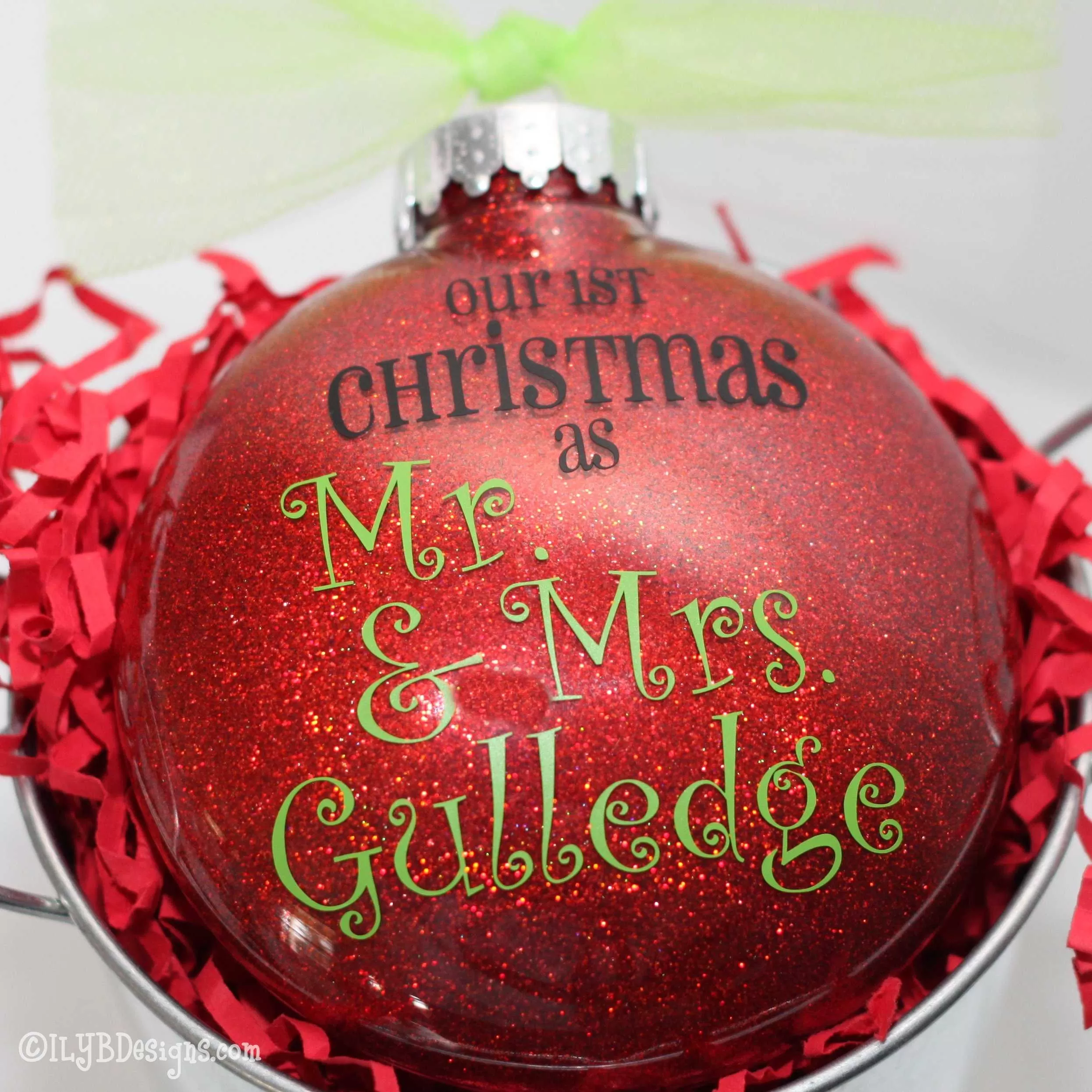 Our First Christmas as Mr. & Mrs. Ornament | Personalized Glitter