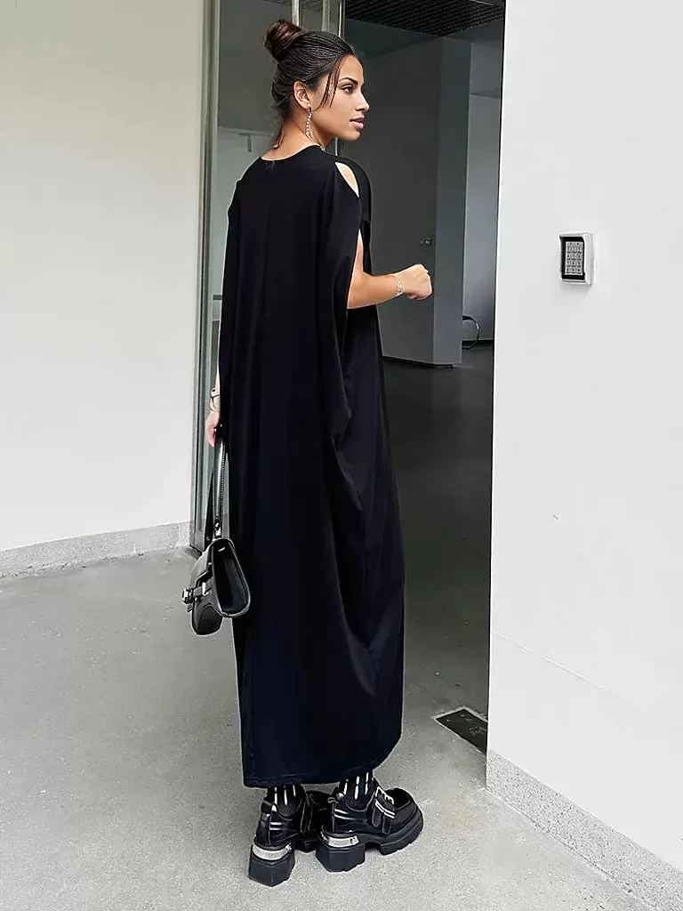 Oversized Black V-Neck Maxi Dress