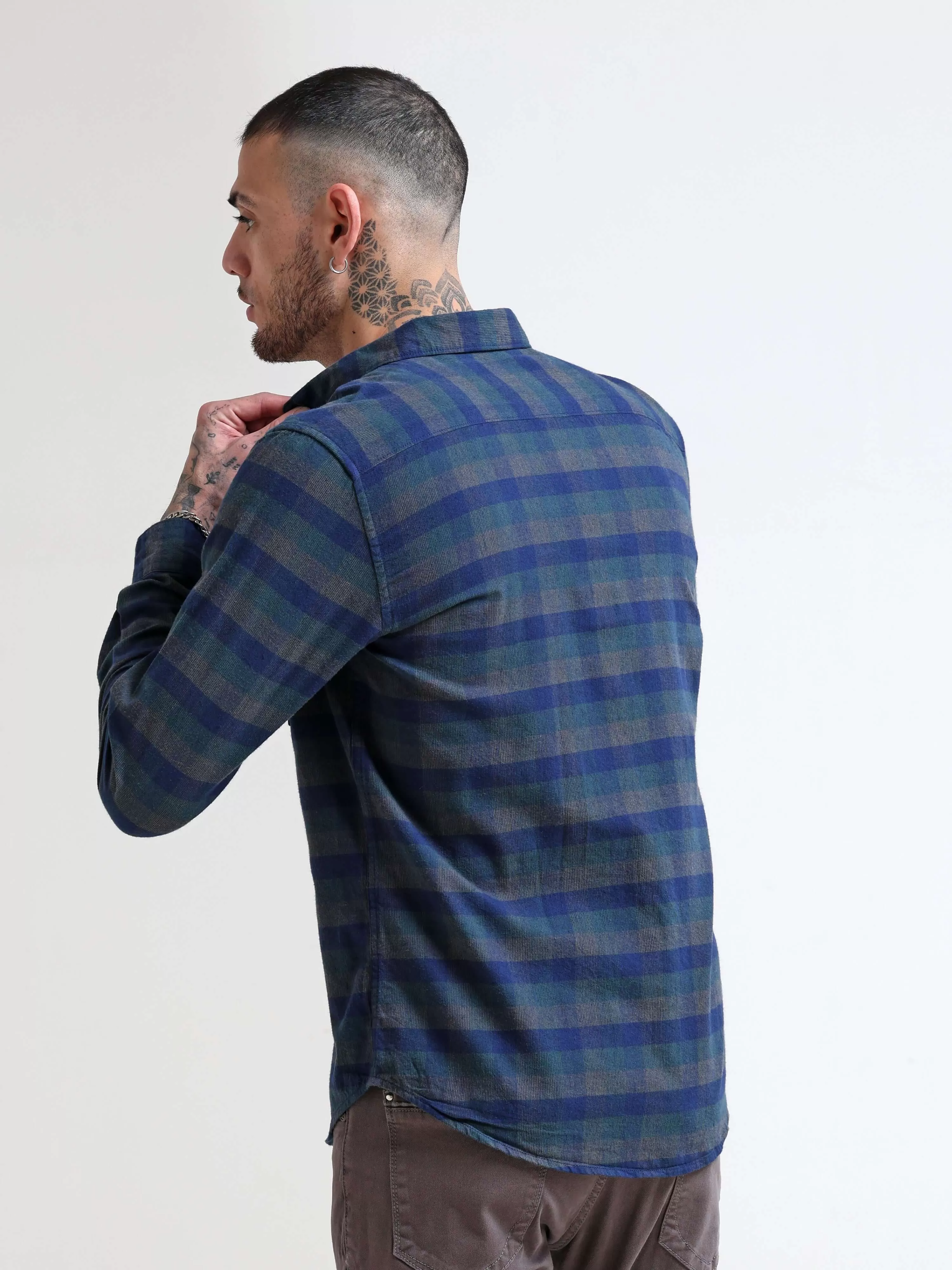 Oxford Blue Corduroy Check Shirt