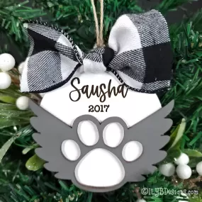 Pet Angel Paw Print Wings Christmas Ornament | Personalized Laser Cut Wood Ornament