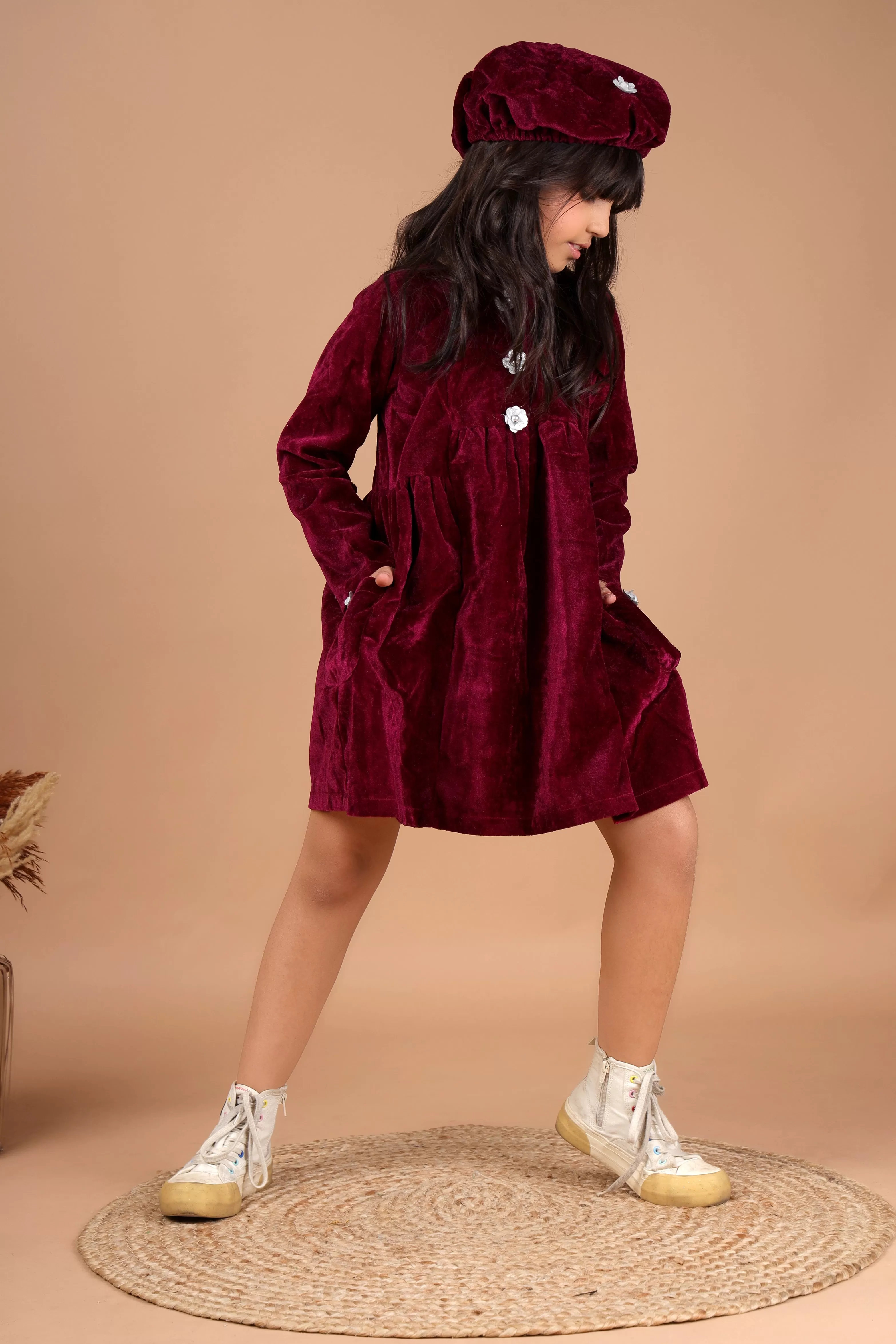 Play In Velvet Dress (with Cap)