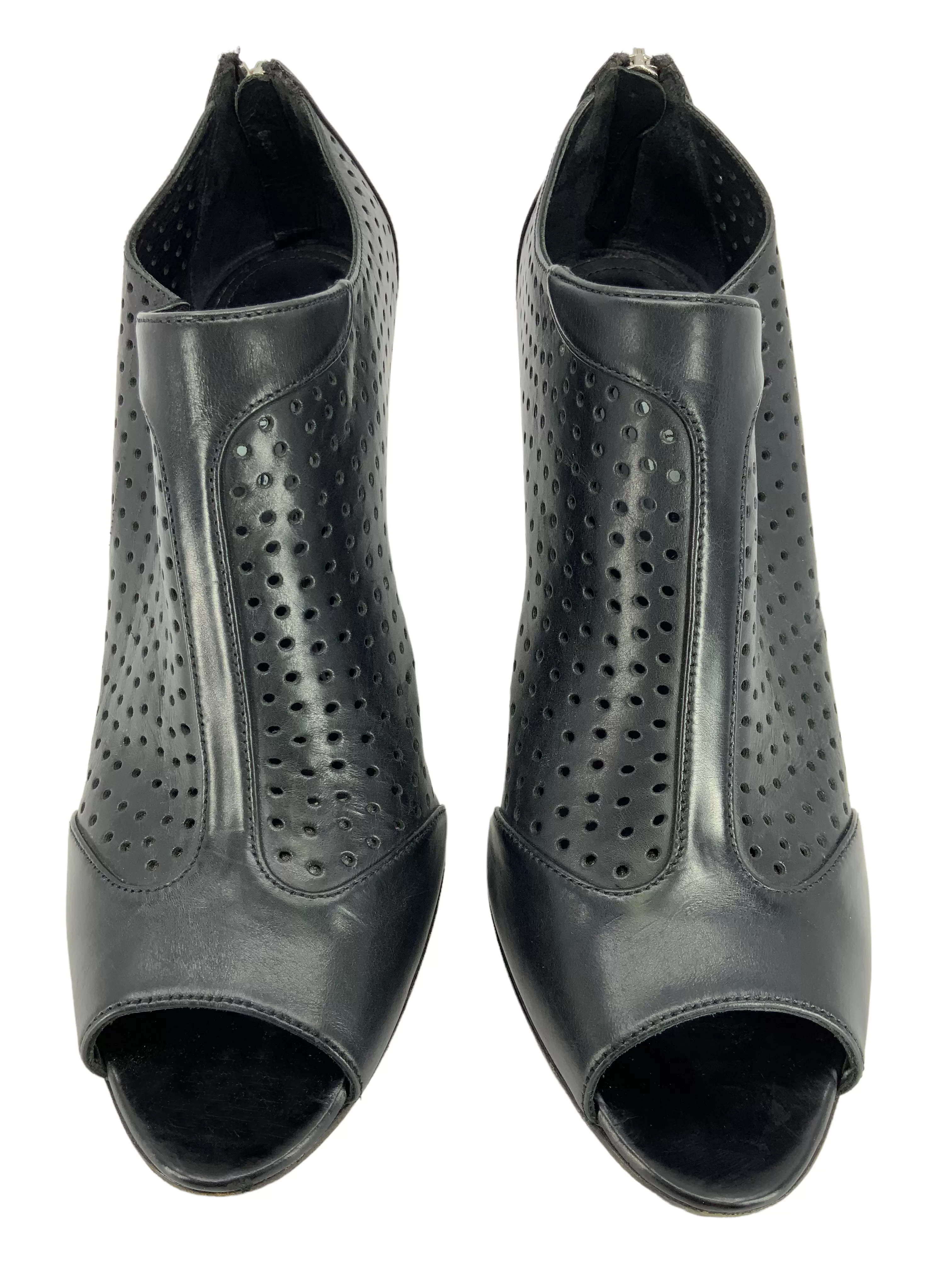 PRADA Perforated Leather Open Toe booties Size 12