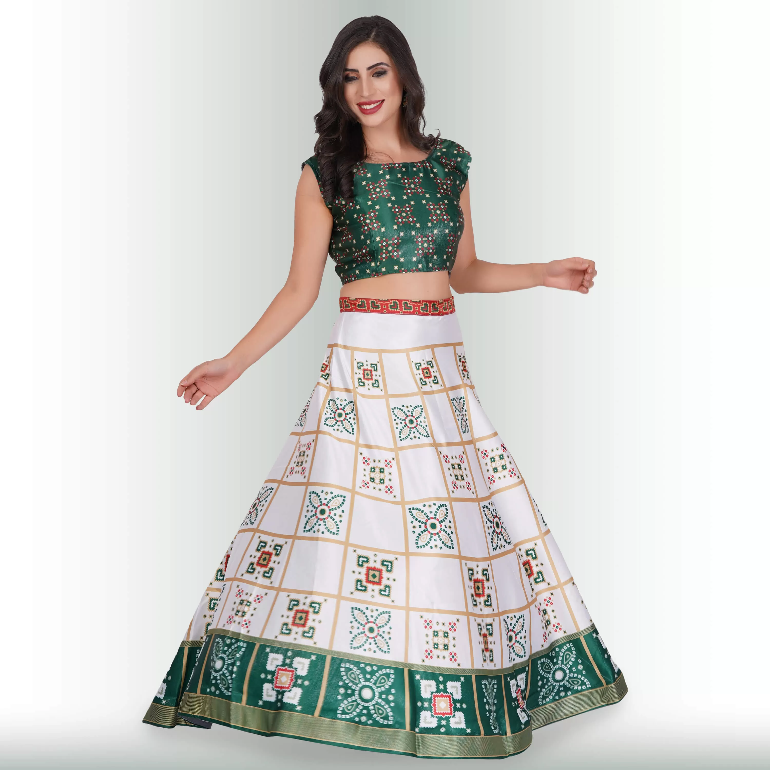 Printed Lehenga Sets with Contrast Duppatta