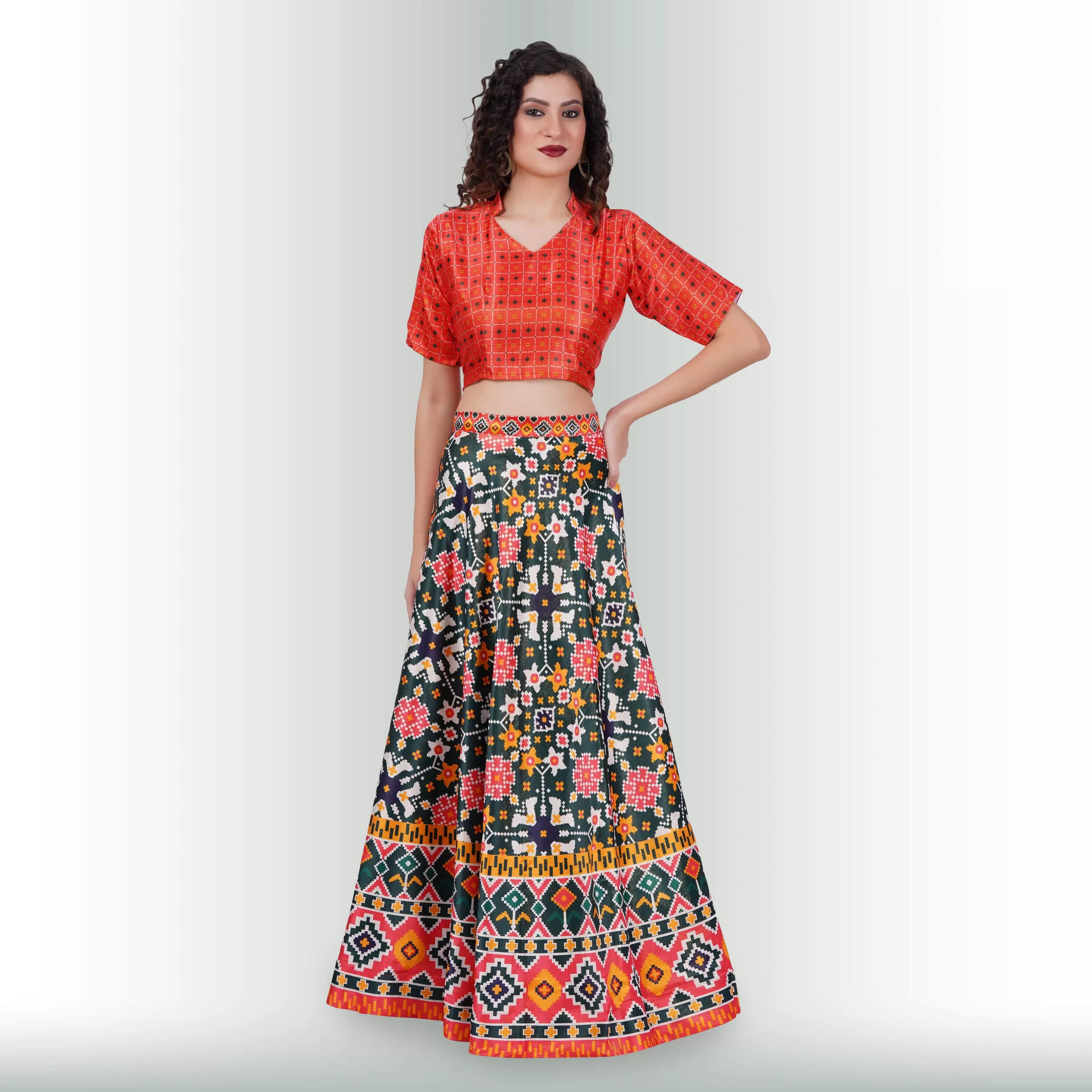 Printed Lehenga Sets with Contrast Duppatta