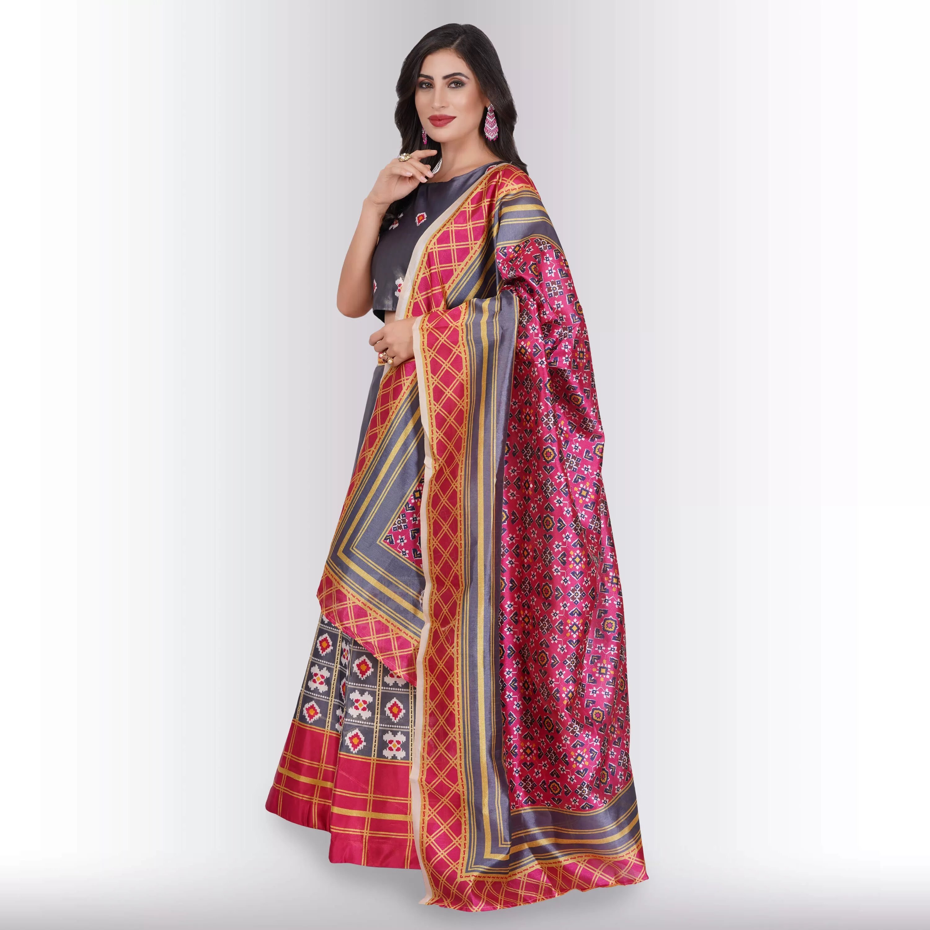 Printed Lehenga Sets with Contrast Duppatta