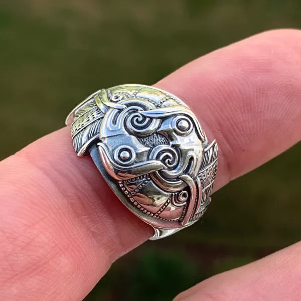 Ravens of Odin Ring - Bronze or Sterling Silver