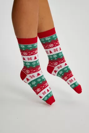 Red Greenish Christmas Socks