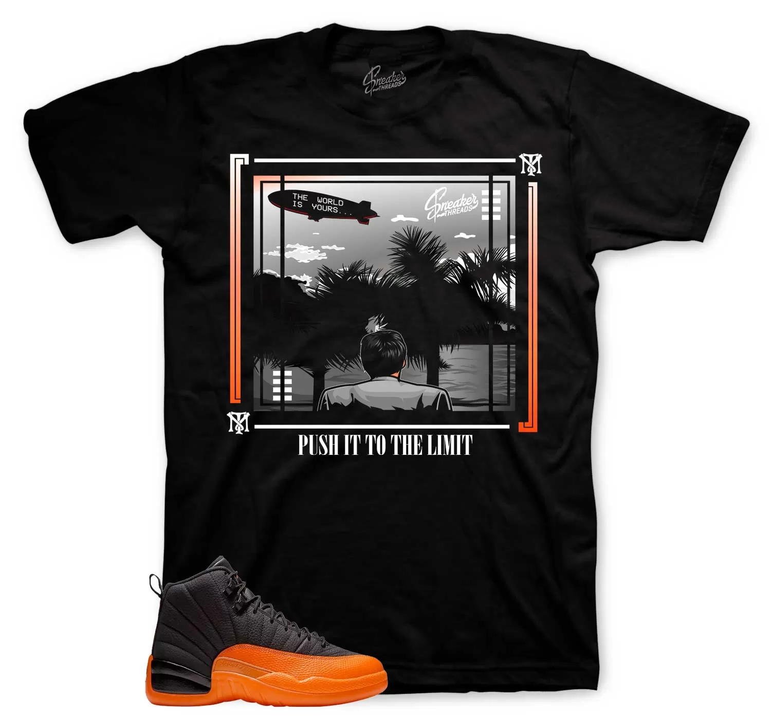 Retro 12 Brilliant Orange Shirt - World - Black